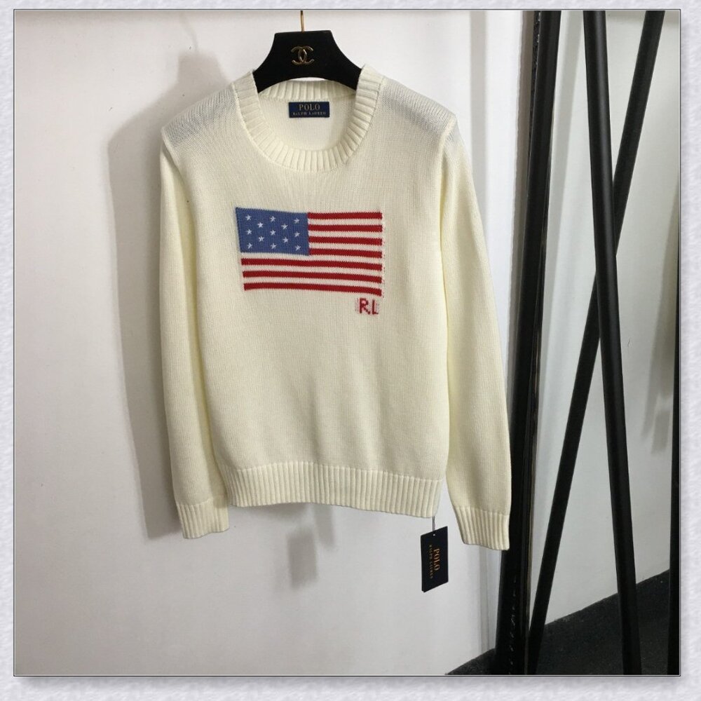 Polo Ralph Lauren American Flag Crewneck Sweater - Cream